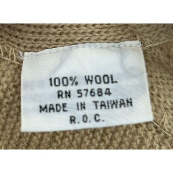 Parker Of Vienna Vintage 100% Wool Cardigan Sweater Tan Medium - Picture 4 of 7
